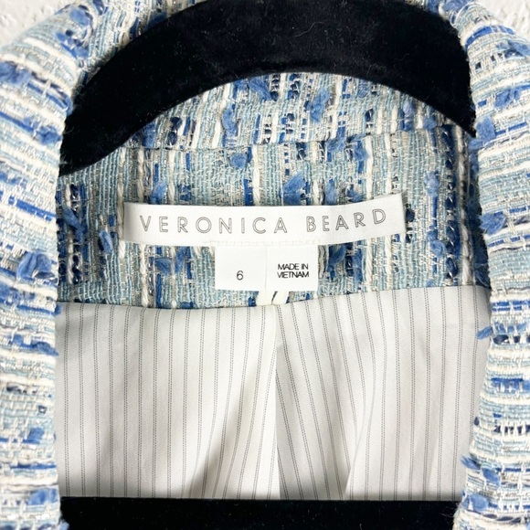 Veronica Beard Cutaway Dickey Blazer Tweed Jacket Blue Multi Size 6 Casual Work - Picture 4 of 6